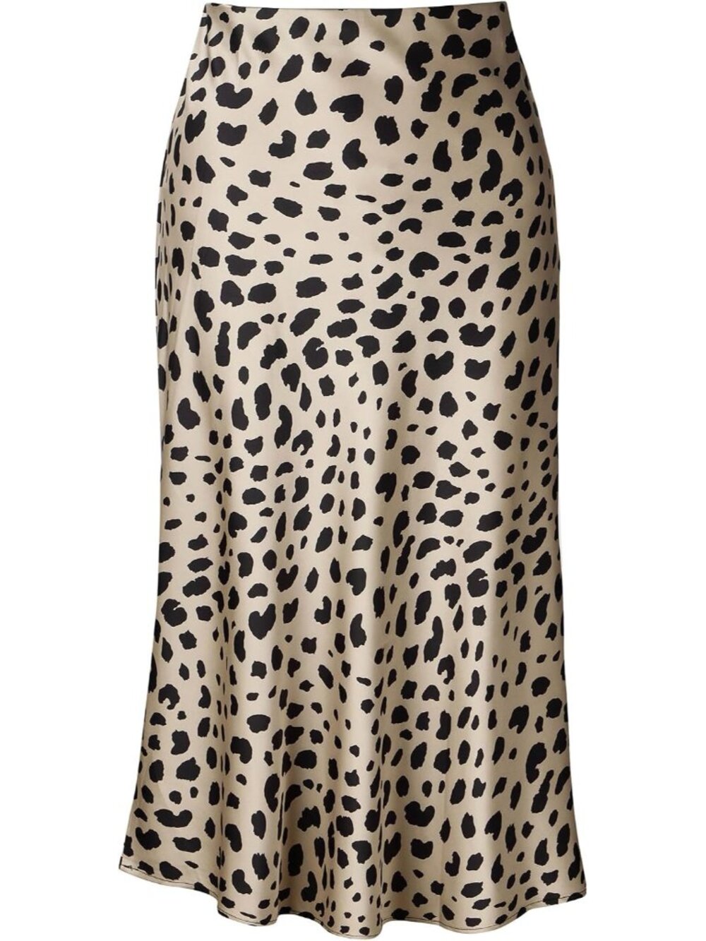 Womens Leopard Print Skirt Midi Long Length Silk Satin High Waist Elastic Skirts